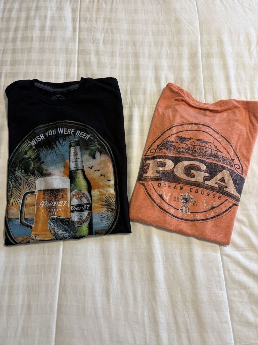 2 Pieces Tee Lot Men’s Small PGA Ocean Course & Pier 27 Caribbean Life